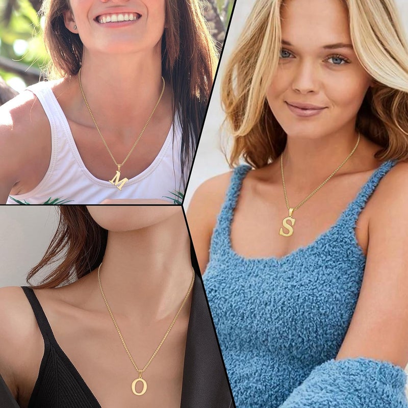 Suweibuke Initial Necklace for Men Women Boys Girls, 18K Gold Plated 26 Letters Pendant Necklace, Personalized Jewelry Gifts - Image 4